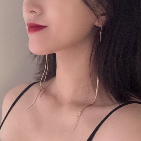 💕💕Last One 💙Threader Earrings Minimalist Line - Picture 5 of 11